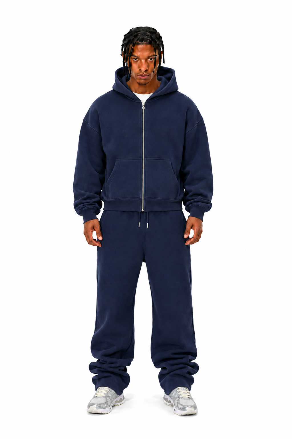 400 GSM "Navy Blue" Zip-Up Hoodie