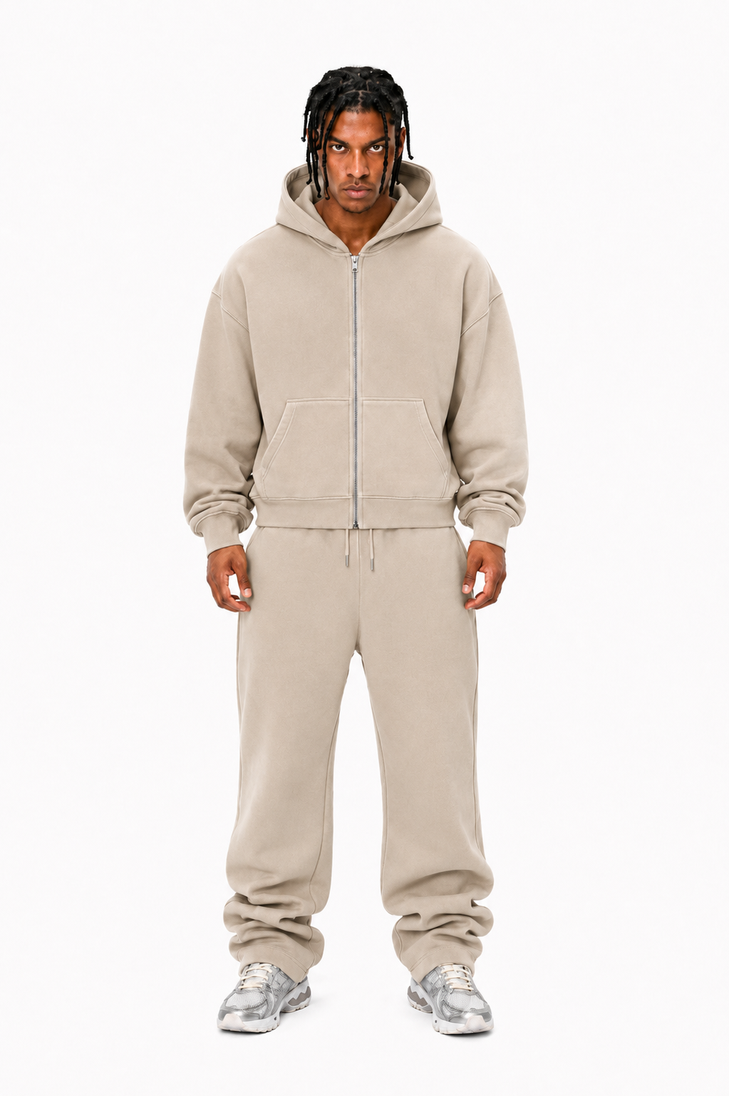 400 GSM "Khaki" Zip-Up Hoodie