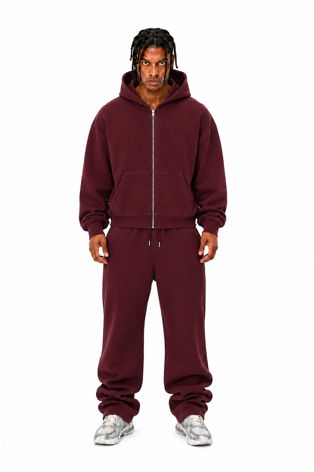 400 GSM "Wine Red" Zip-Up Hoodie