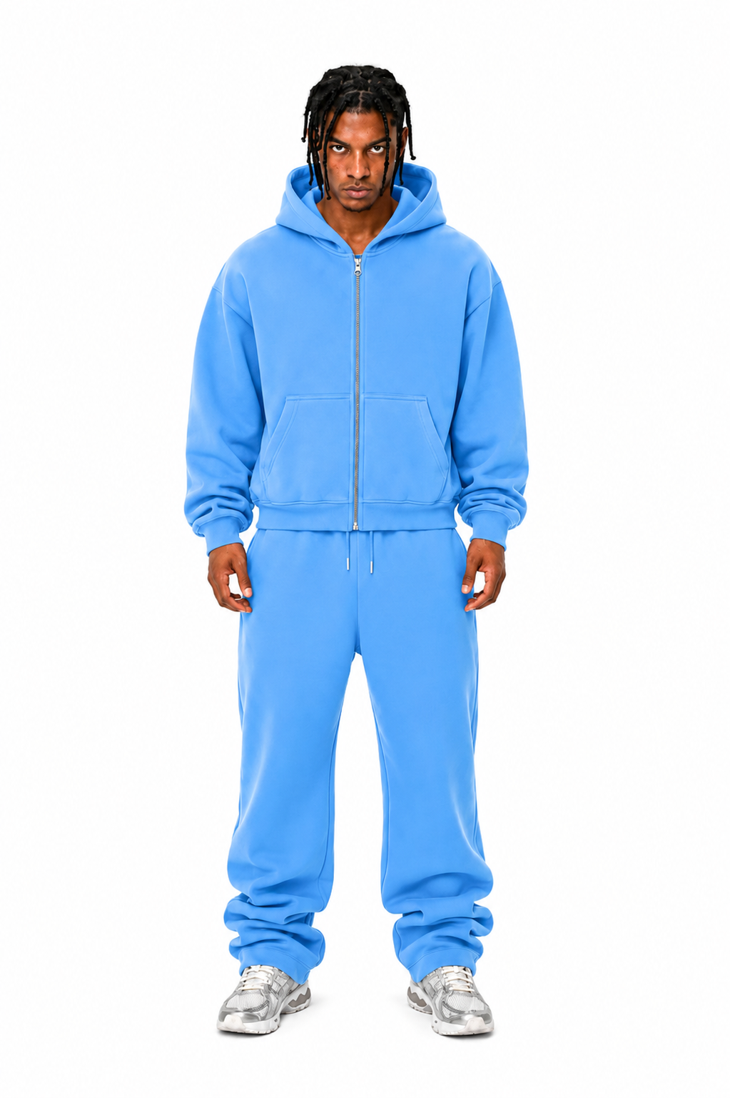 400 GSM "Light Blue" Zip-Up Hoodie