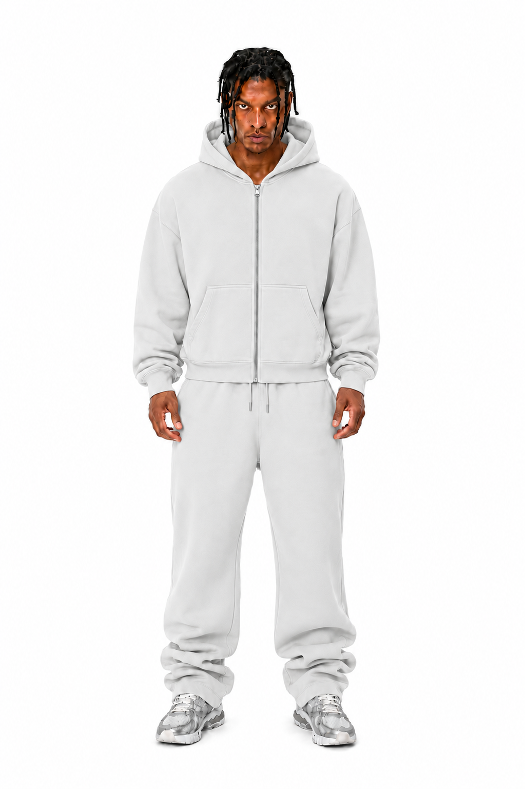 400 GSM "Silver Gray" Zip-Up Hoodie