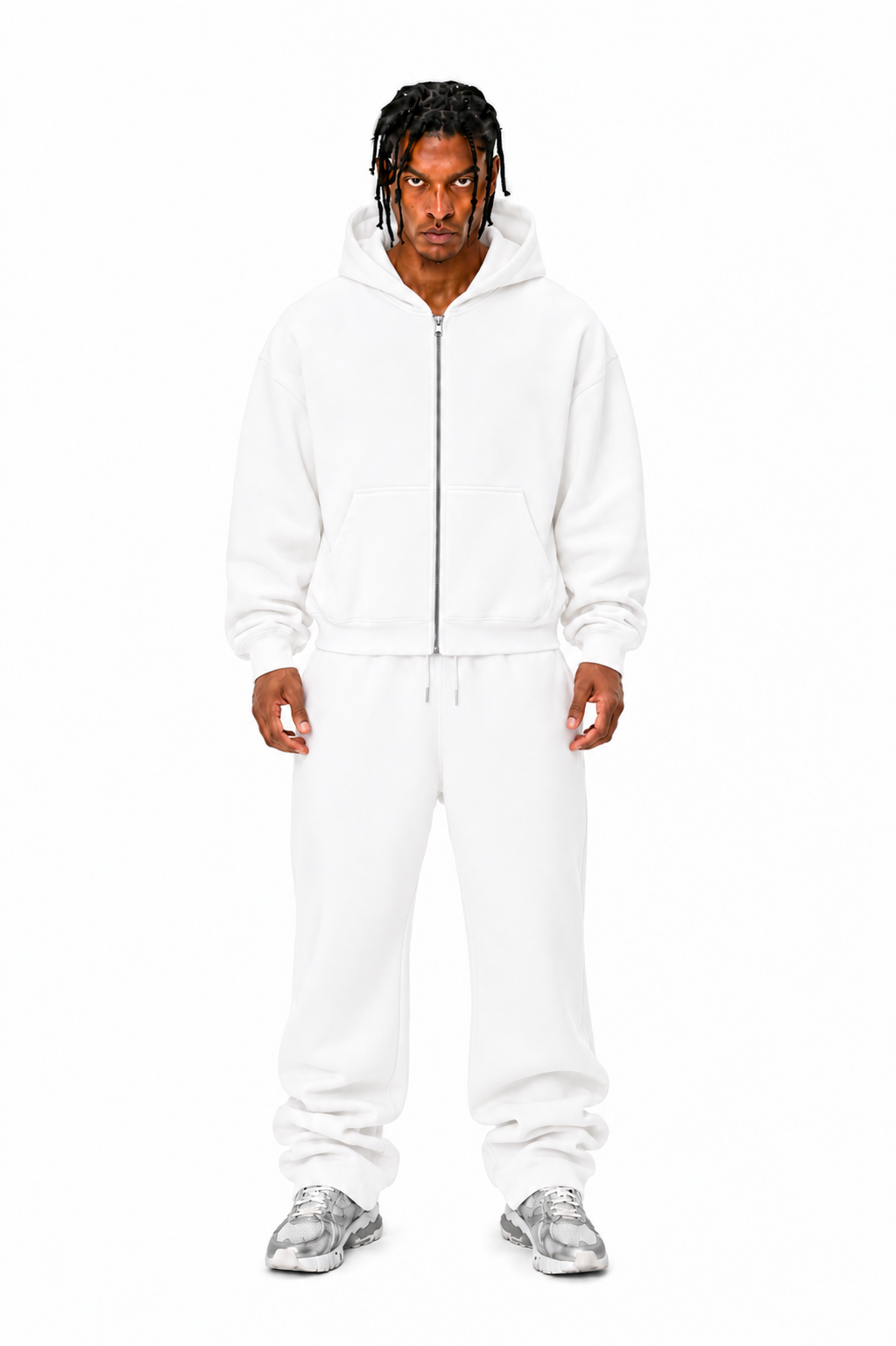 400 GSM "White" Zip-Up Hoodie