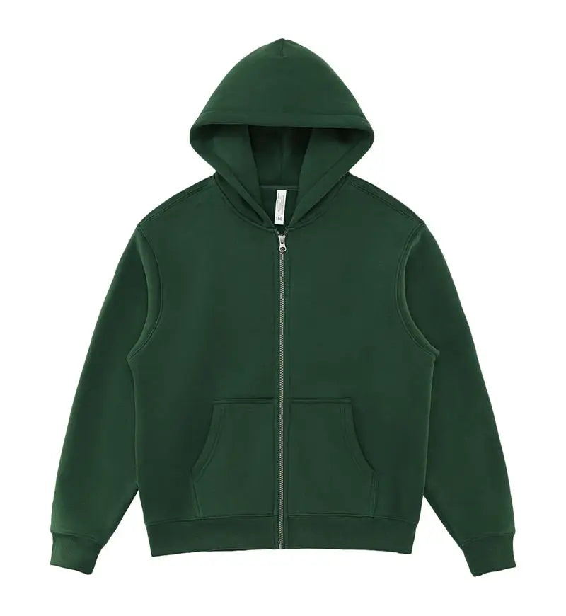 400 GSM "Dark Green" Zip-Up Hoodie