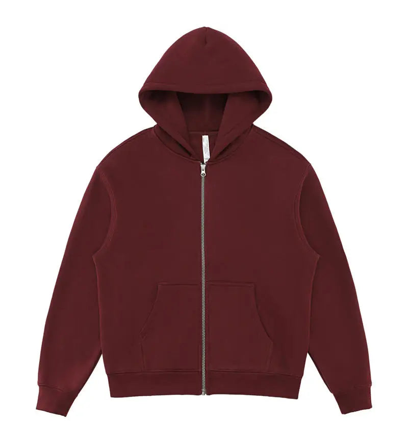 400 GSM "Wine Red" Zip-Up Hoodie
