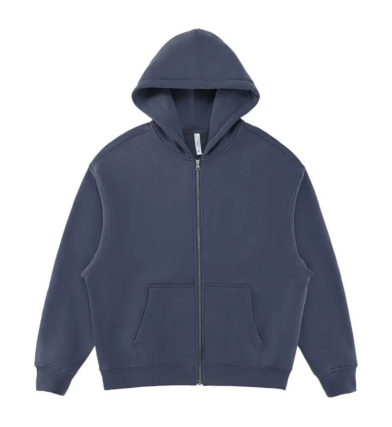 400 GSM "Grey Blue" Zip-Up Hoodie